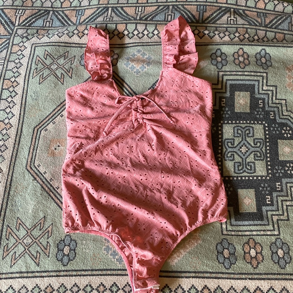 Persaya lace bodysuit with ruffle straps